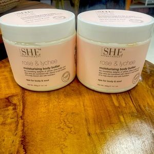 2 Om She Aromatherapy Rose @ Lychee Body Butter with Shea and Aloe 14.1 oz each